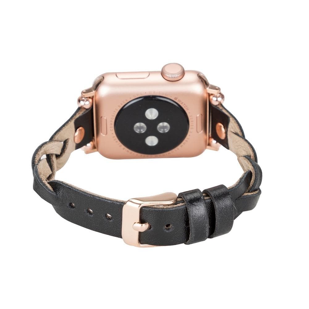 Wanda Ferro Braided Rose Gold Trok Style Leather Apple Watch Band - TORONATA - color_