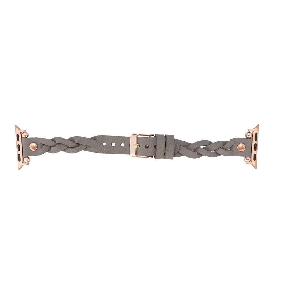 Wanda Ferro Braided Rose Gold Trok Style Leather Apple Watch Band - TORONATA - color_