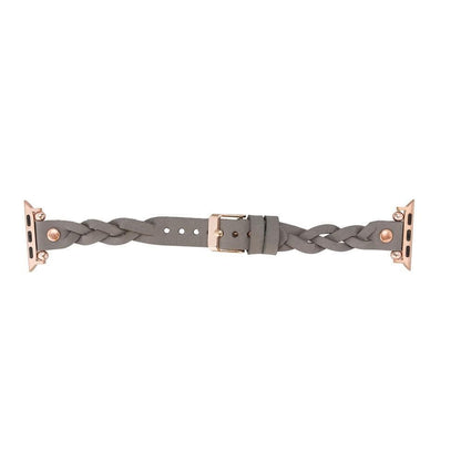 Wanda Ferro Braided Rose Gold Trok Style Leather Apple Watch Band - TORONATA - color_