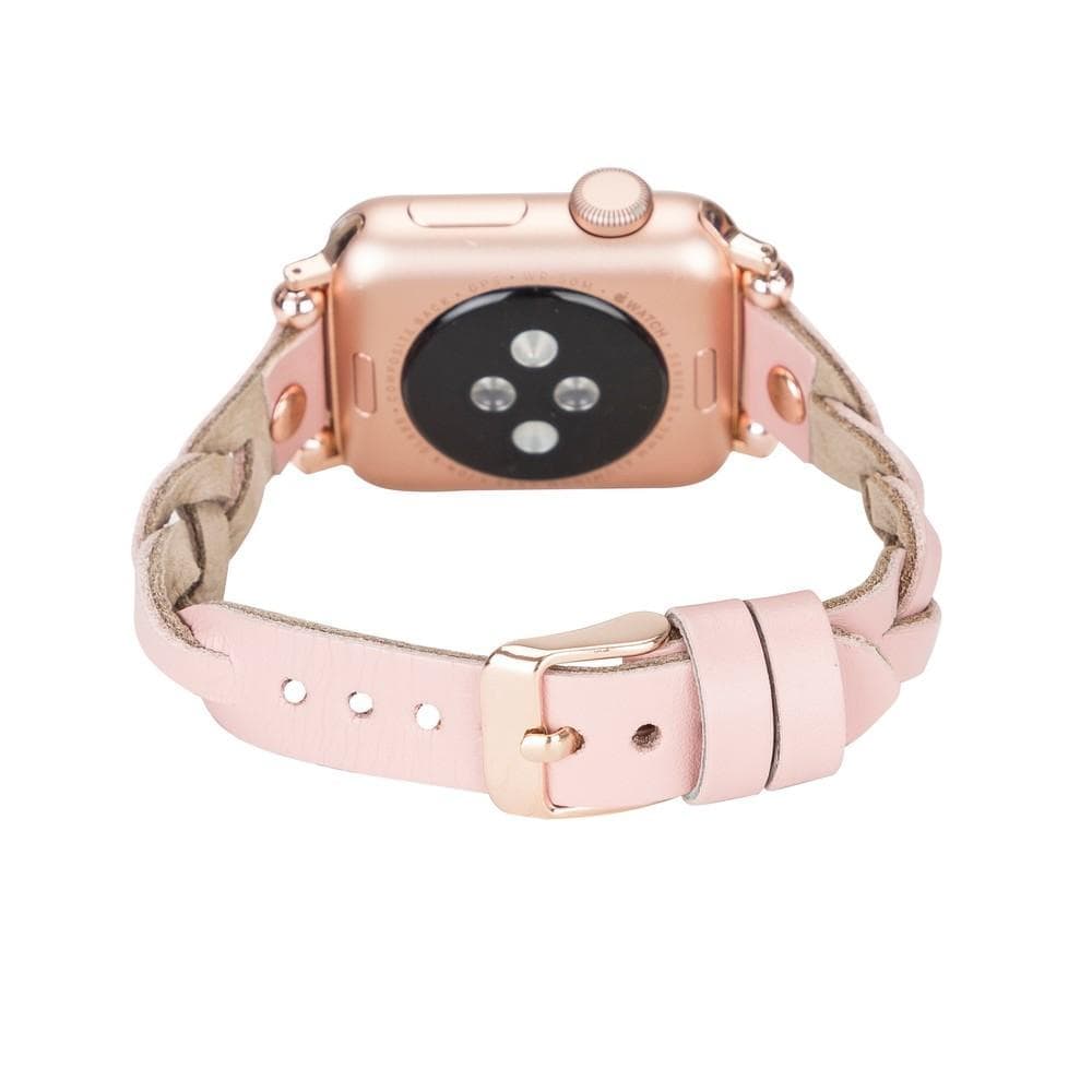 Wanda Ferro Braided Rose Gold Trok Style Leather Apple Watch Band - TORONATA - color_
