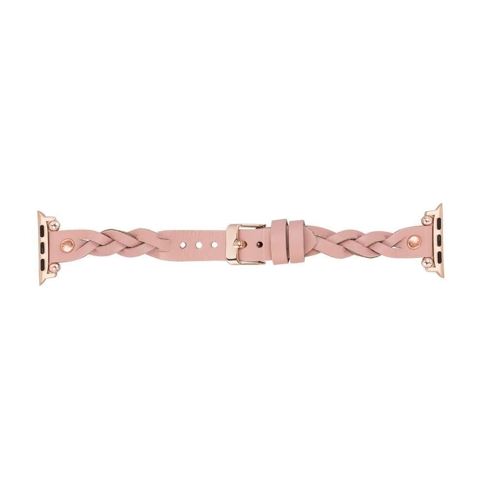 Wanda Ferro Braided Rose Gold Trok Style Leather Apple Watch Band - TORONATA - color_