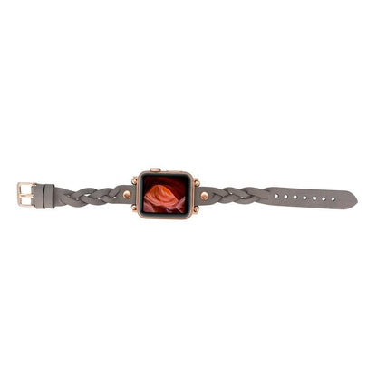 Wanda Ferro Braided Rose Gold Trok Style Leather Apple Watch Band - TORONATA - color_