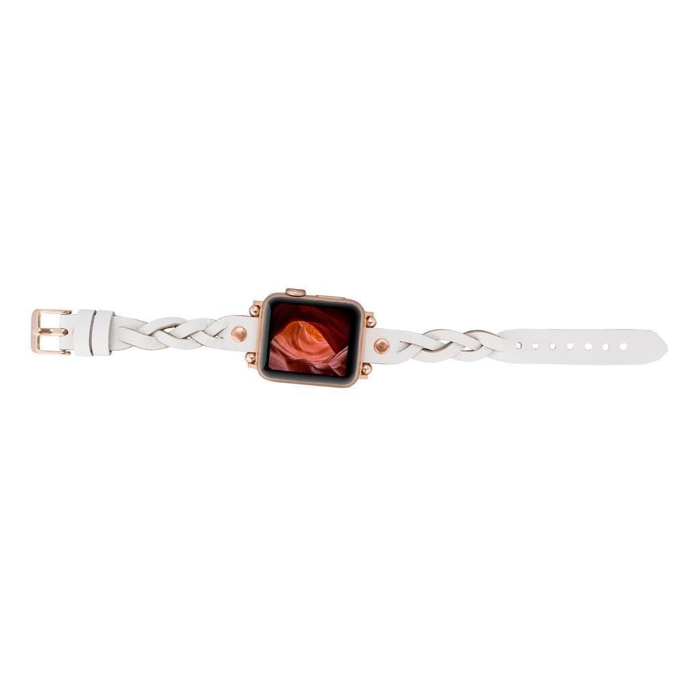 Wanda Ferro Braided Rose Gold Trok Style Leather Apple Watch Band - TORONATA - color_