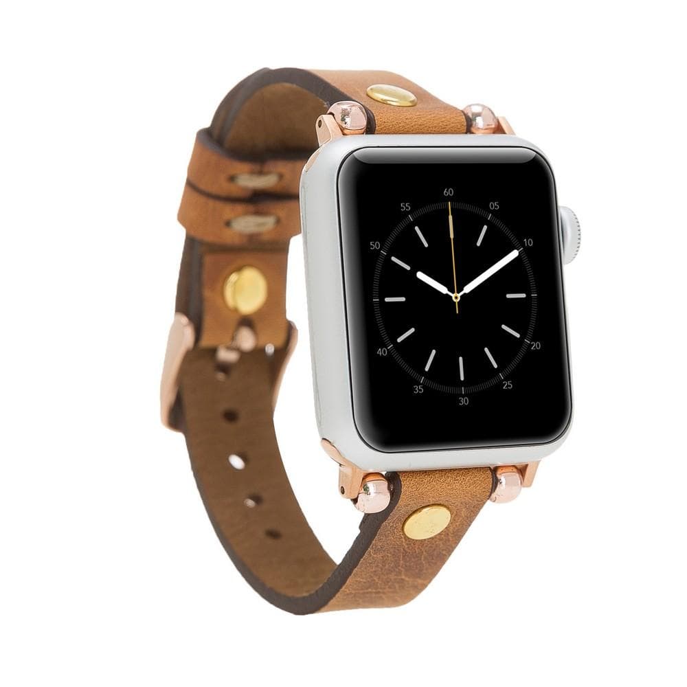 Ferro Leather Apple Watch Band with Gold Trok - TORONATA - color_ Moccasin