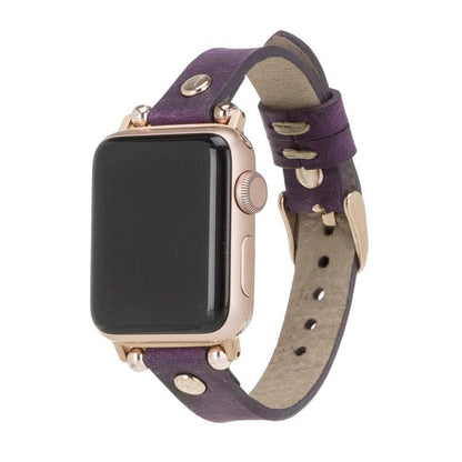 Ferro Leather Apple Watch Band with Rose Gold Trok - TORONATA - color_ Purple