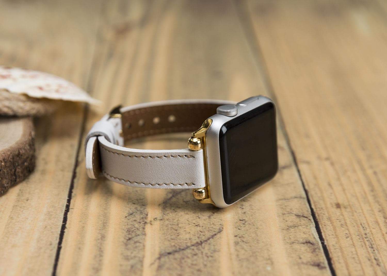 Seamy Ferro Style Leather Apple Watch Band - TORONATA - color_ White