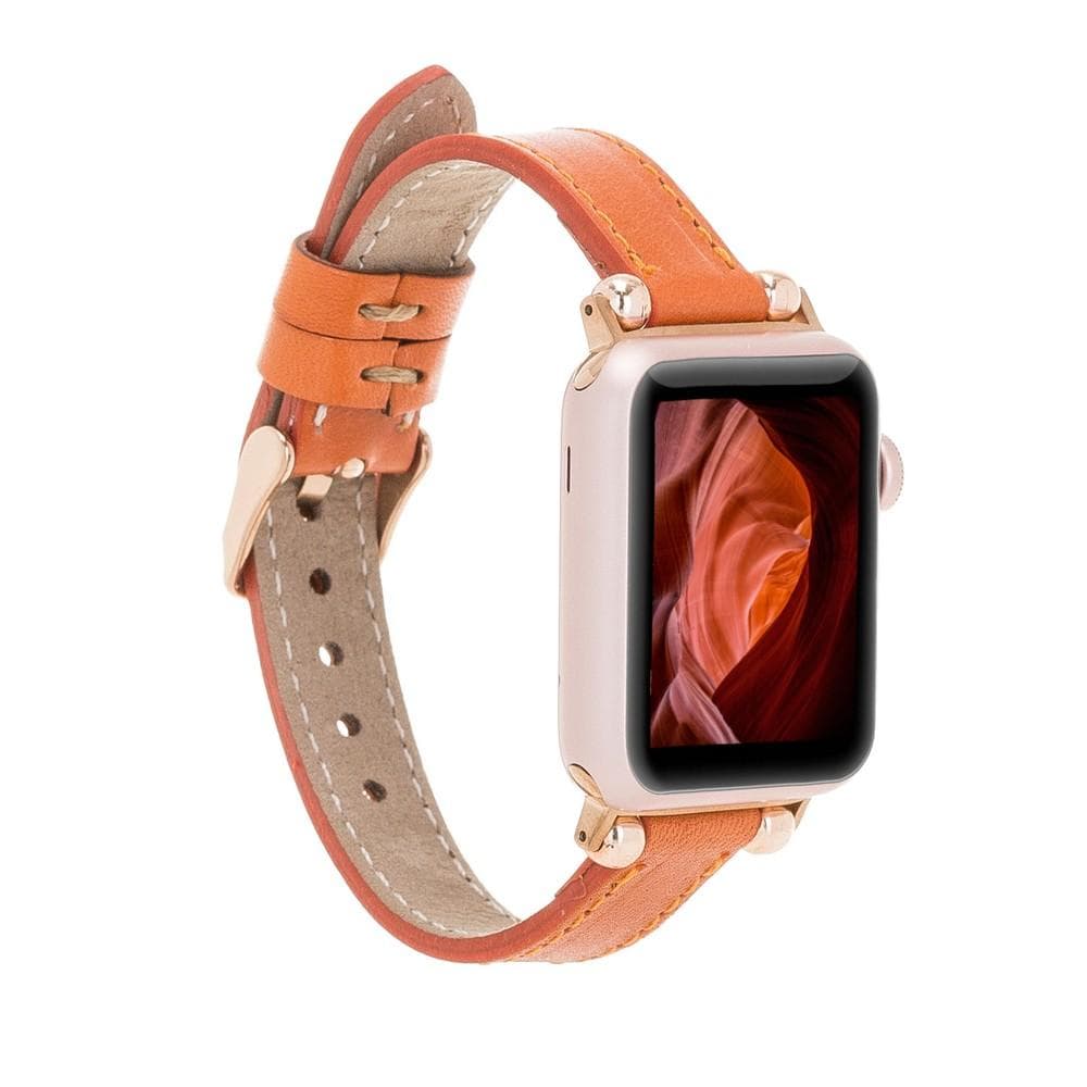 Seamy Ferro Style Leather Apple Watch Band - TORONATA - color_ Sandy Brown