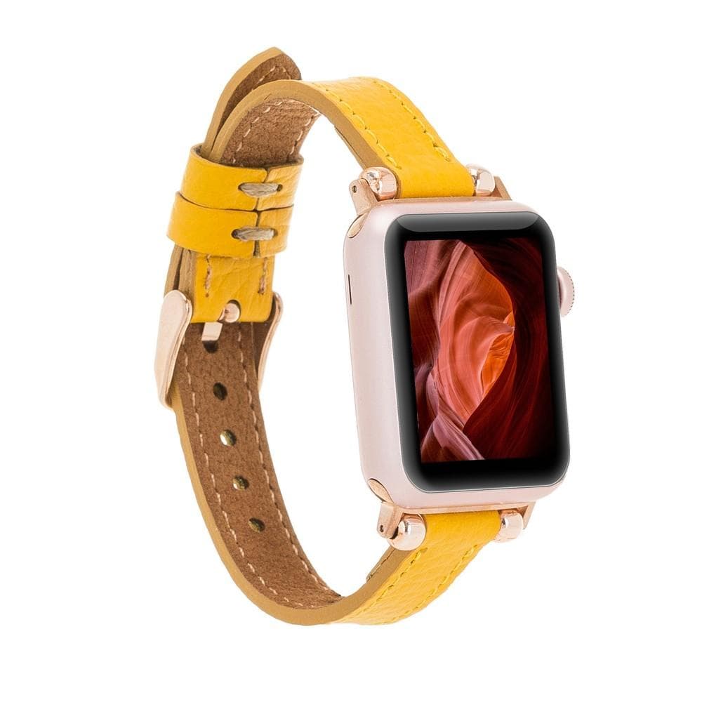 Seamy Ferro Style Leather Apple Watch Band - TORONATA - color_ Yellow
