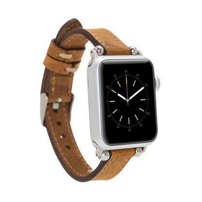 Seamy Ferro Style Leather Apple Watch Band - TORONATA - color_ Moccasin