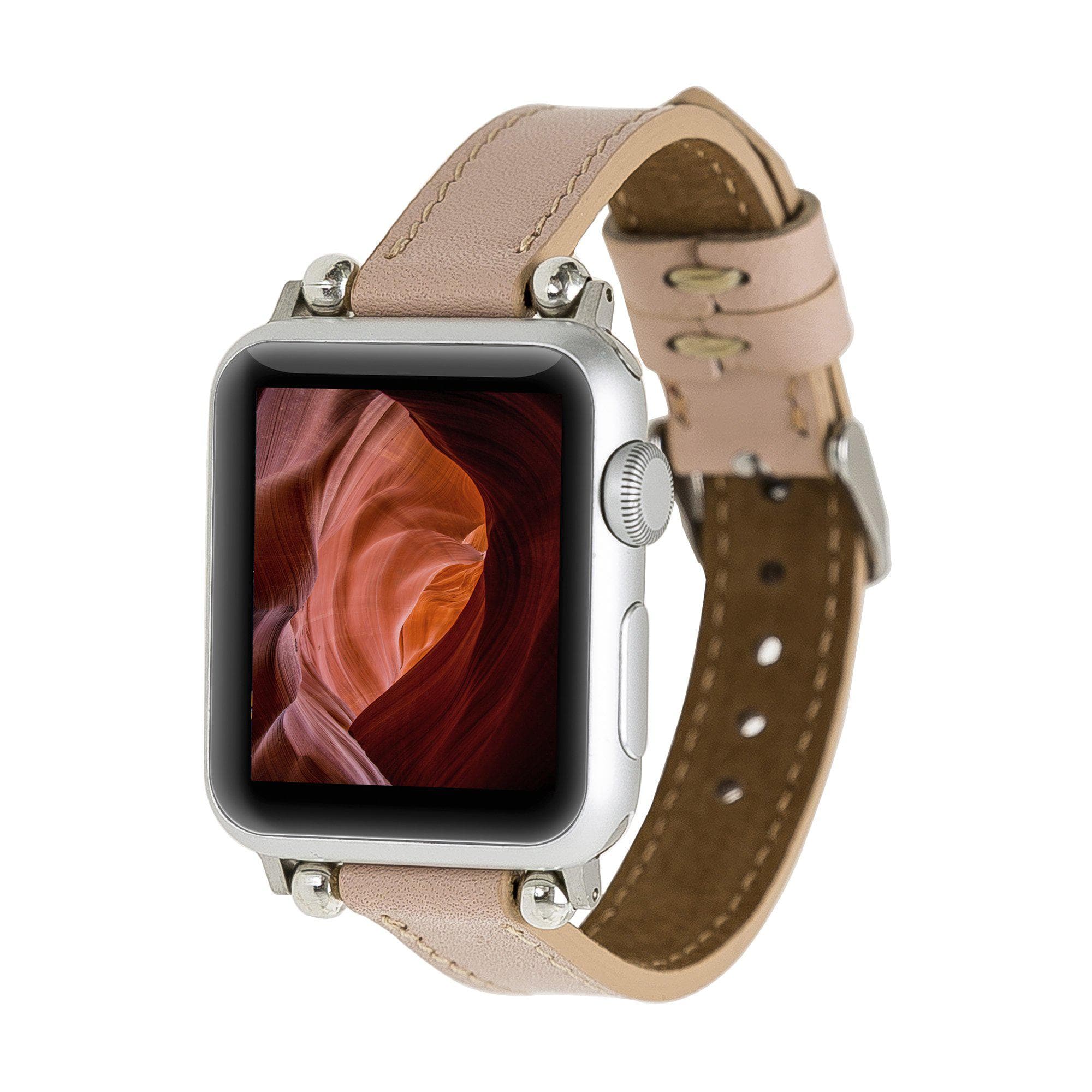 Seamy Ferro Style Leather Apple Watch Band - TORONATA - color_ Bisque