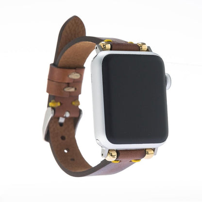 Seamy Ferro Style Leather Apple Watch Band - TORONATA - color_ Sandy Tan