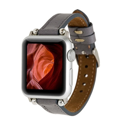 Seamy Ferro Style Leather Apple Watch Band - TORONATA - color_ Gray