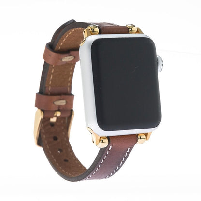 Seamy Ferro Style Leather Apple Watch Band - TORONATA - color_ Tan