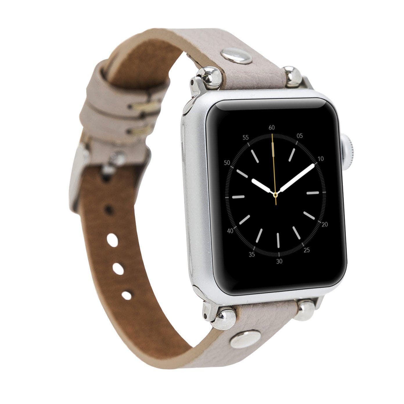 Ferro Apple Watch Leather Band with Silver Trok - TORONATA - color_ Sandy Brown