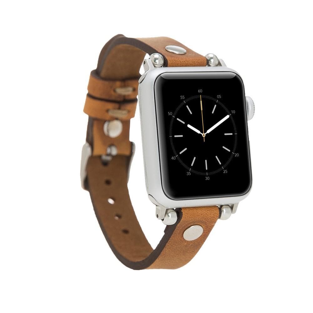 Ferro Apple Watch Leather Band with Silver Trok - TORONATA - color_ Moccasin