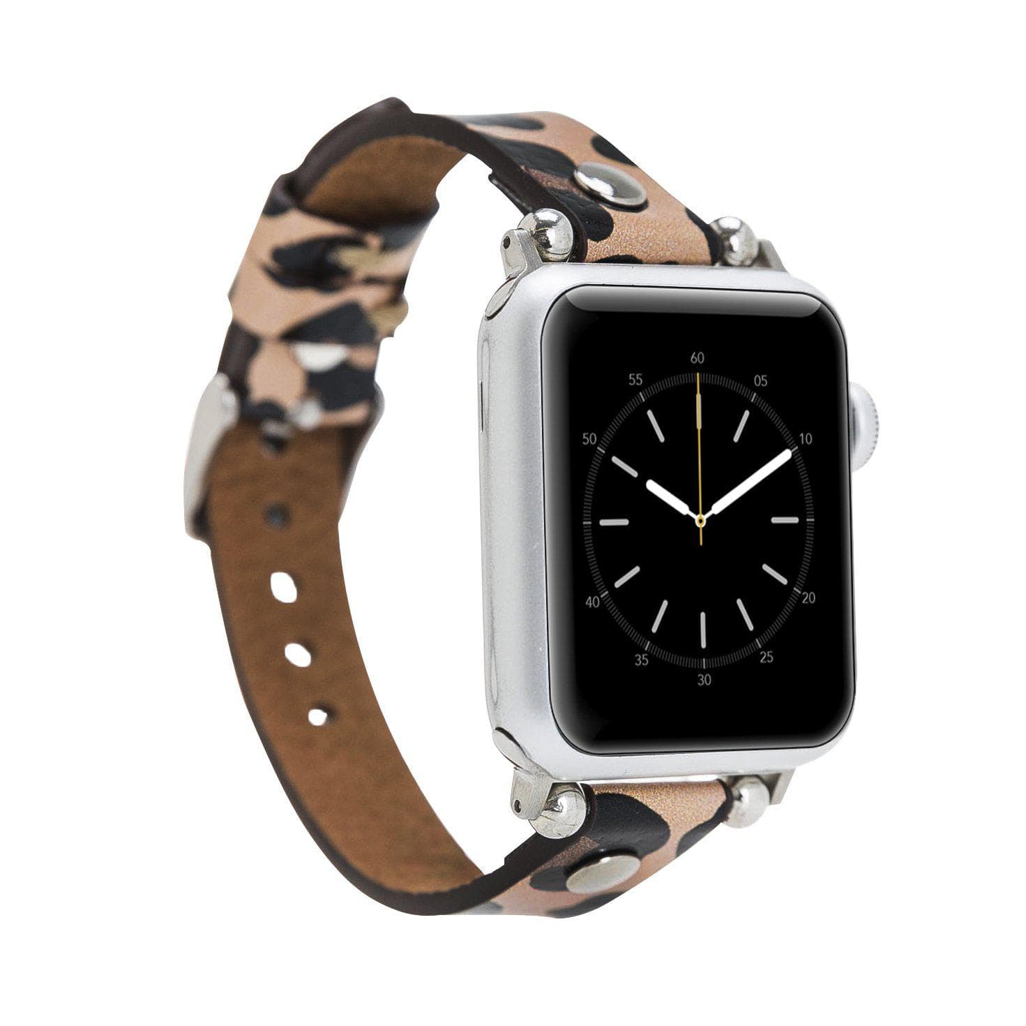 Ferro Leather Apple Watch Band with Silver Trok - TORONATA - color_ Leopard