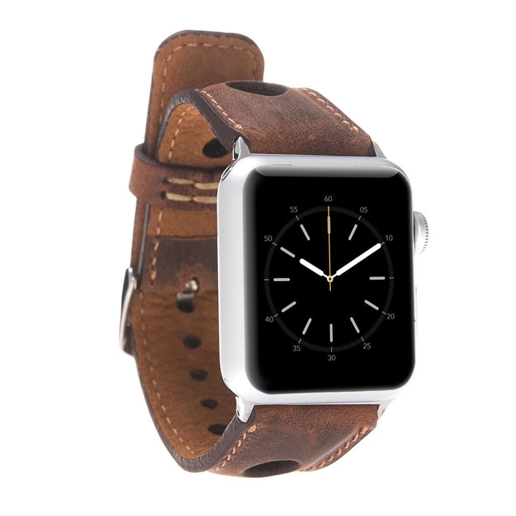 Holo Leather Apple Watch Band - TORONATA - color_ Saddle Brown