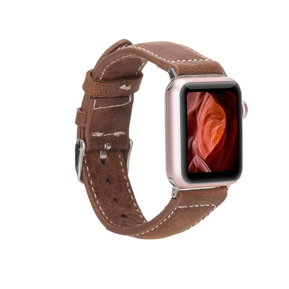NM1 Style Leather Apple Watch Band - TORONATA - color_ Sandy Brown