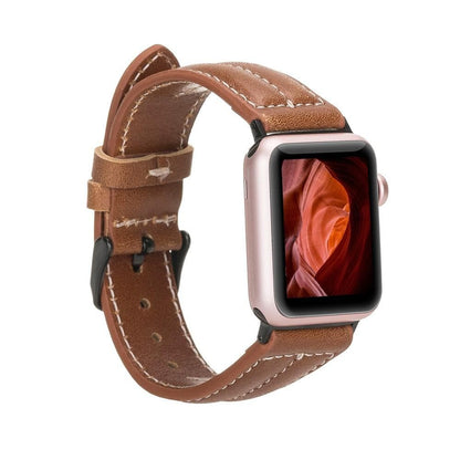 NM3 Style Leather Apple Watch Band - TORONATA - color_ Sandy Brown