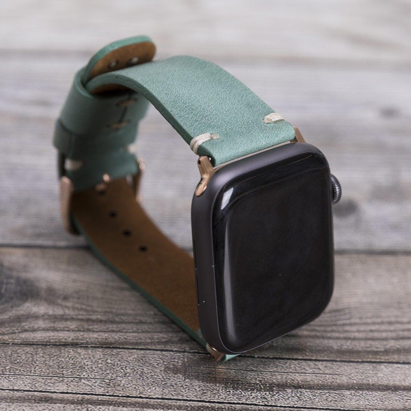 Orfe Style Leather Apple Watch Band - TORONATA - color_ Aqua
