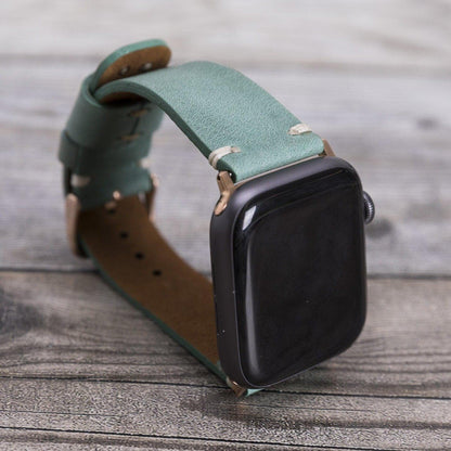 Orfe Style Leather Apple Watch Band - TORONATA - color_ Aqua