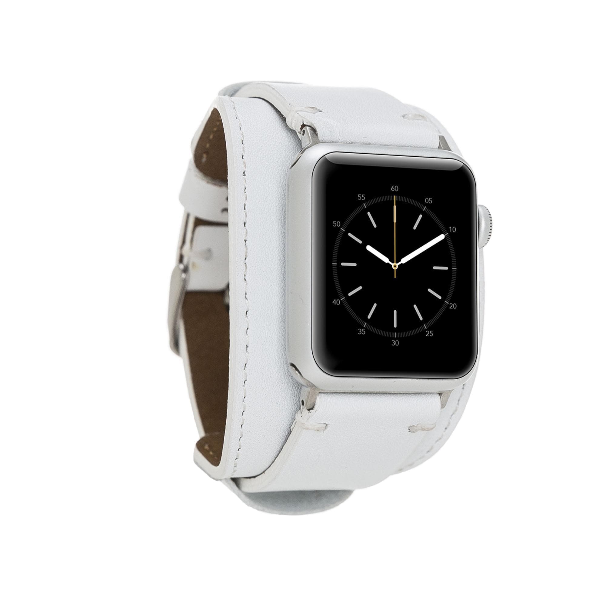 Pulsar Cuff Style Leather Apple Watch Band - TORONATA - color_ White
