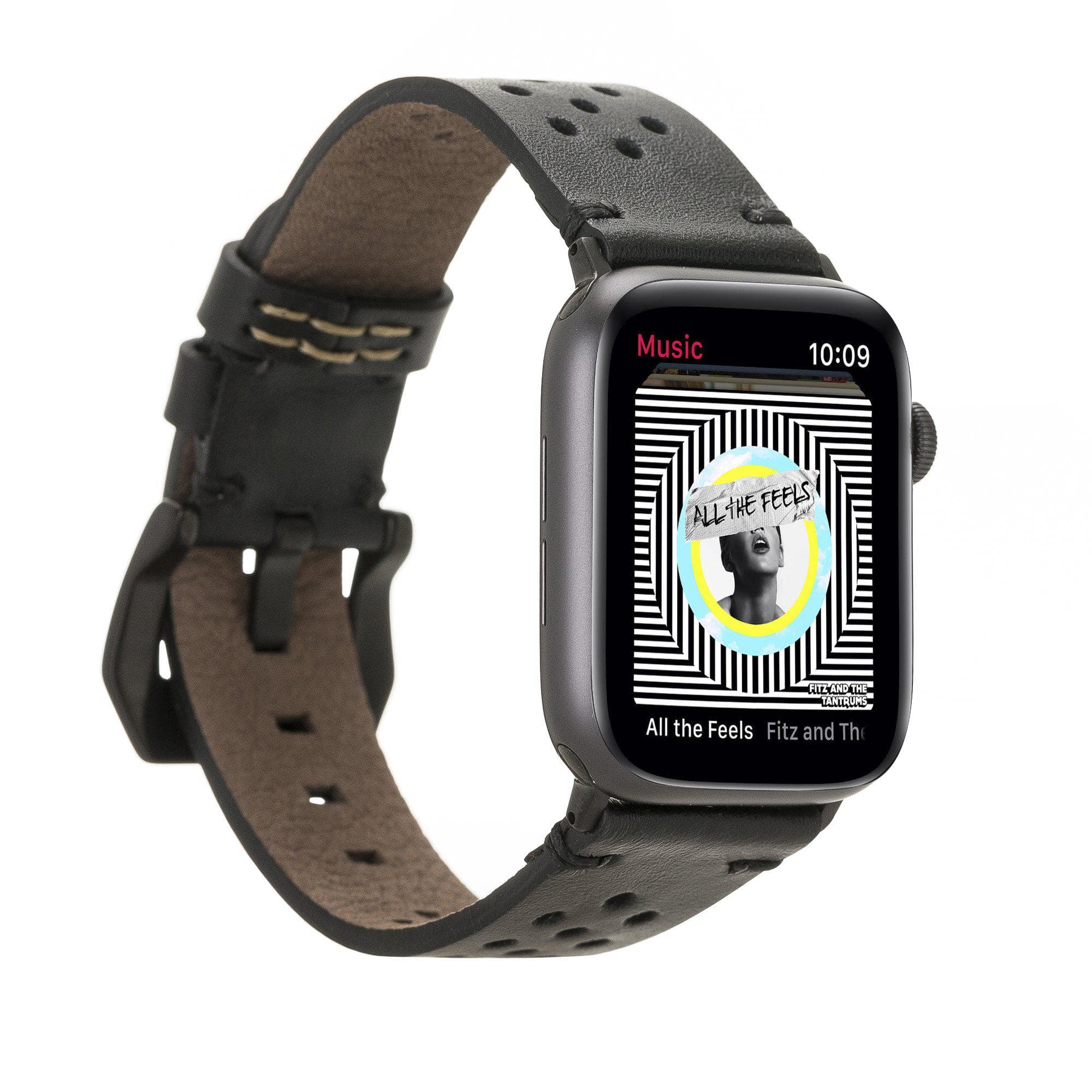 Vigo Style Leather Apple Watch Band - TORONATA - color_ Black