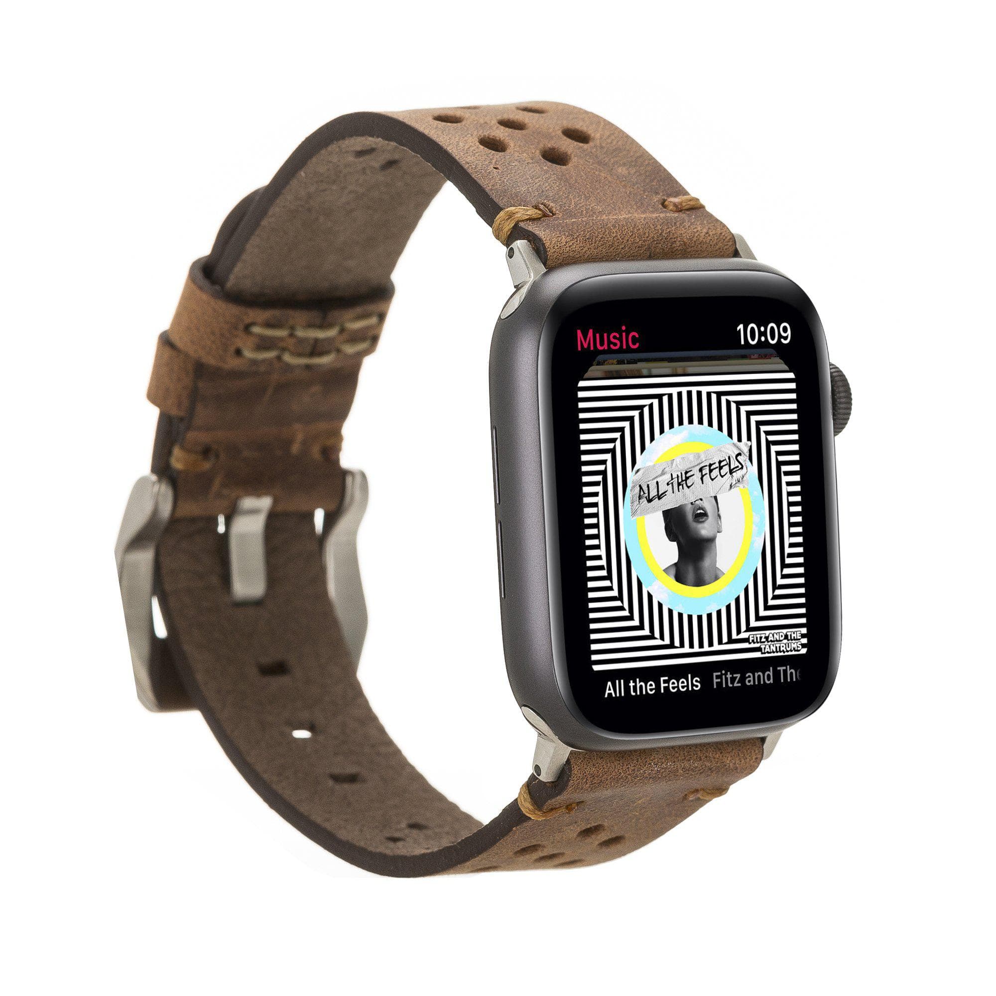 Vigo Style Leather Apple Watch Band - TORONATA - color_ Saddle Brown