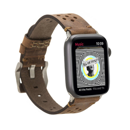 Vigo Style Leather Apple Watch Band - TORONATA - color_ Saddle Brown