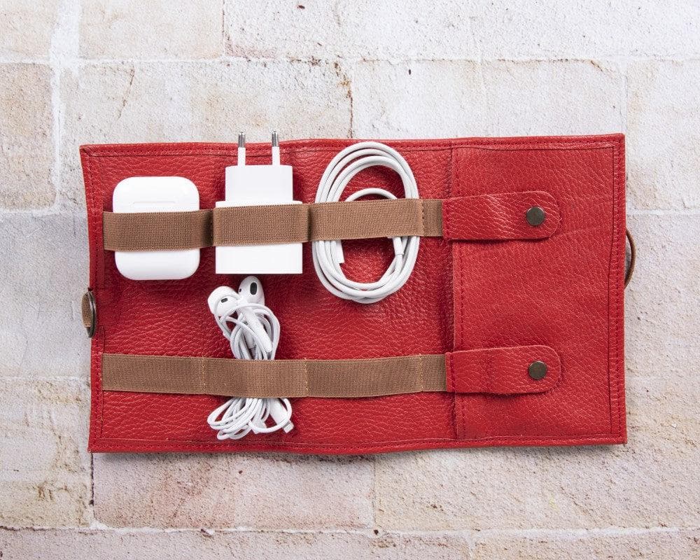 Leather Cable Organizer - TORONATA - color_ Crimson