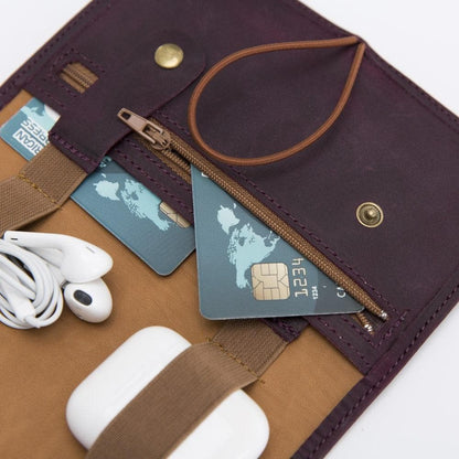 Leather Cable Organizer - TORONATA - color_ Purple