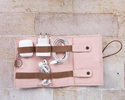Leather Cable Organizer - TORONATA - color_ Pink