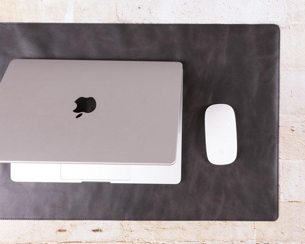 Leather Desk Mat 37x80 - TORONATA - color_ Charcoal