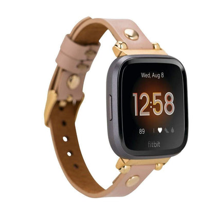 Ferro Leather Fitbit Watch Band with Gold Trok - TORONATA - color_ Bisque