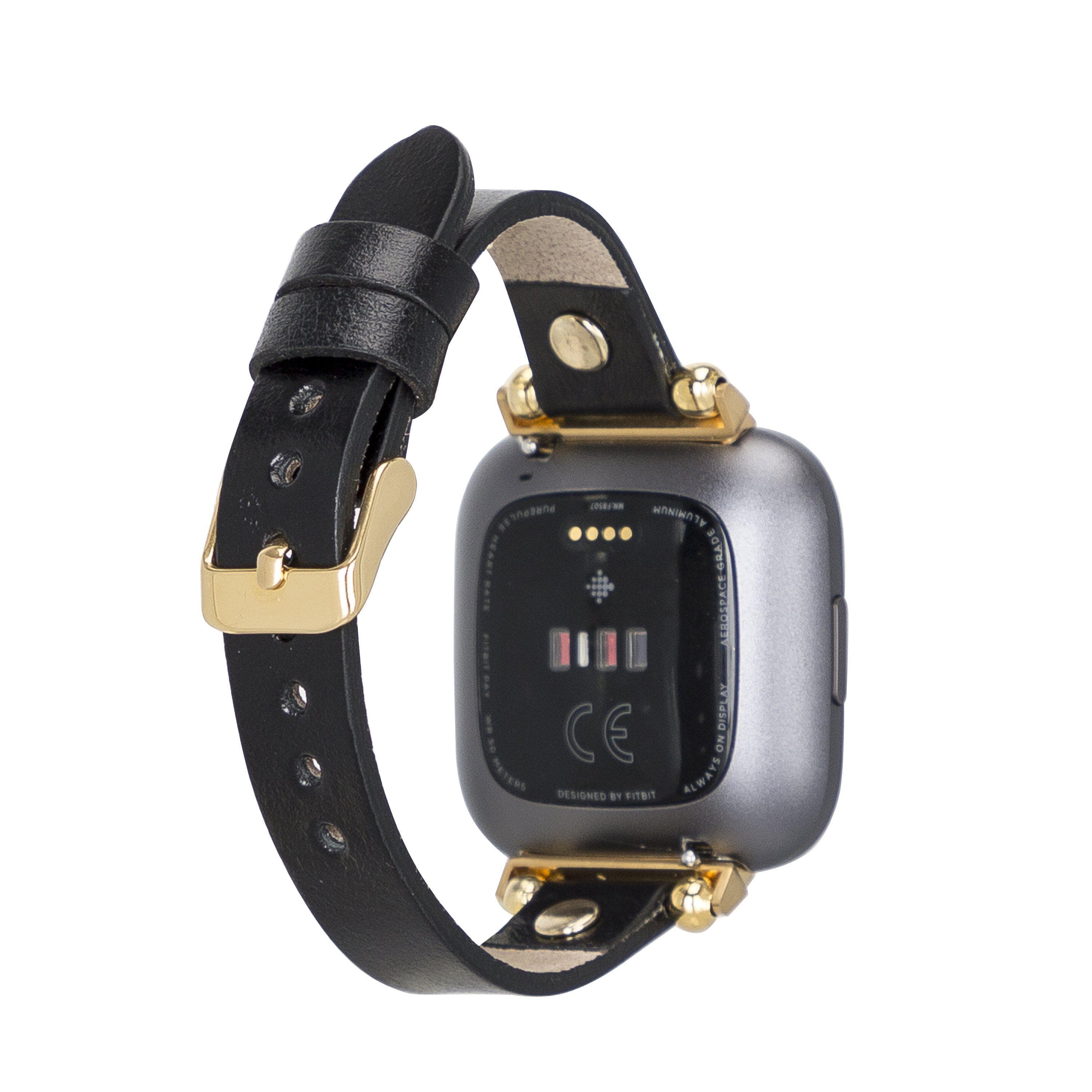 Ferro Leather Fitbit Watch Band with Gold Trok - TORONATA - color_