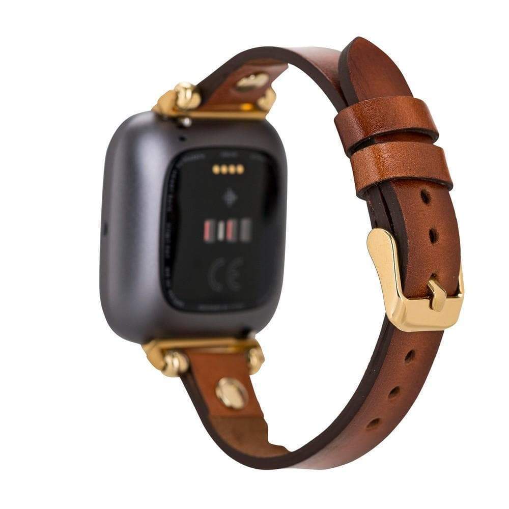 Ferro Leather Fitbit Watch Band with Gold Trok - TORONATA - color_