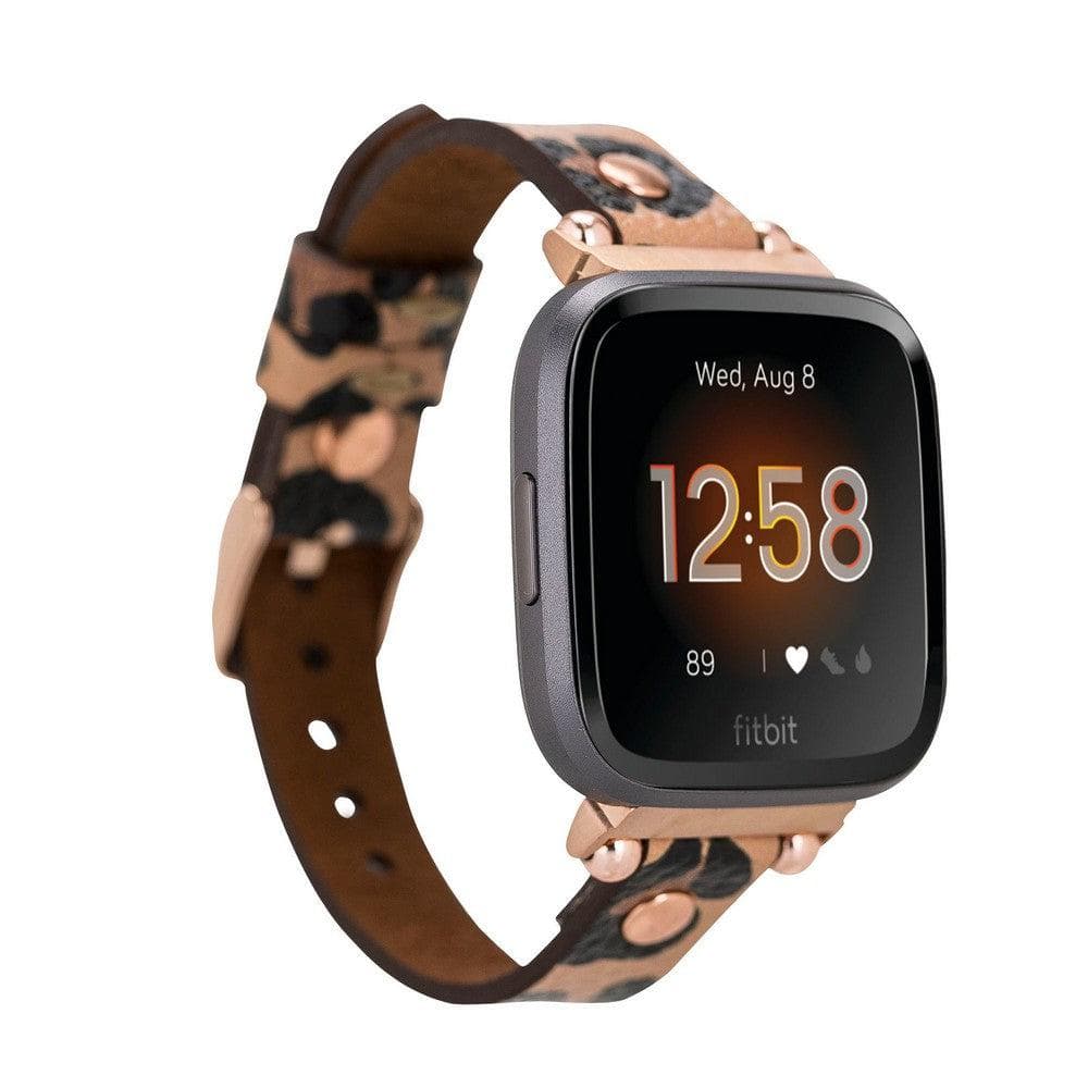 Ferro Leather Fitbit Watch Band with Rose Gold Trok - TORONATA - color_ Peach Puff