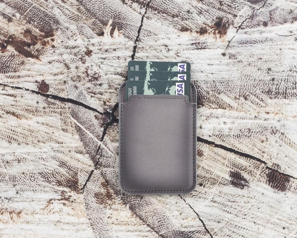 Maggy Leather Magnetic Card Holder - TORONATA - color_ Sandy Gray