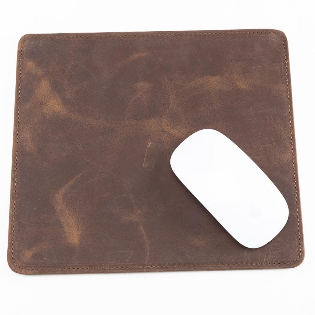 Genuine Leather Mouse Pad - TORONATA - color_ Saddle Brown