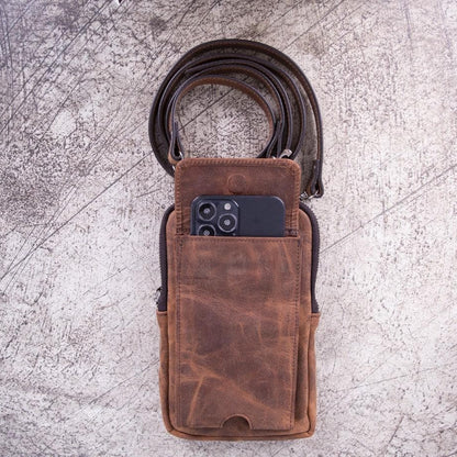 Nino Leather Crossbody Bag - TORONATA - color_ Saddle Brown