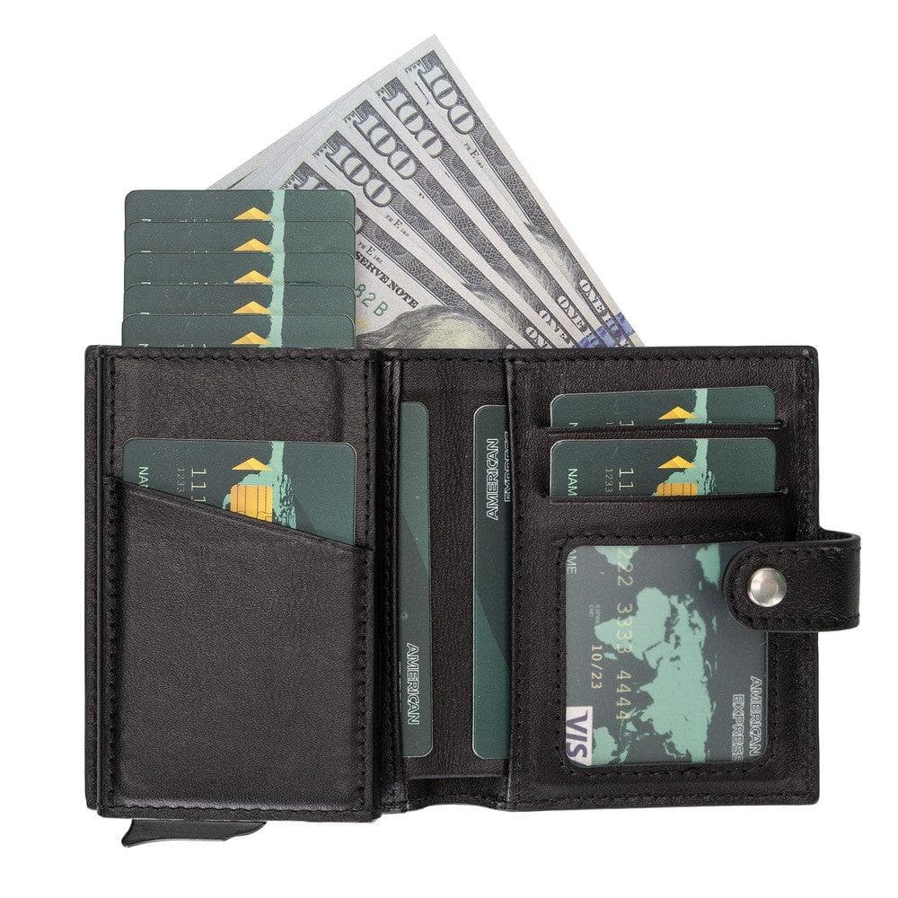 Palermo Zip Mechanical Leather Card Holder - TORONATA - color_ Black