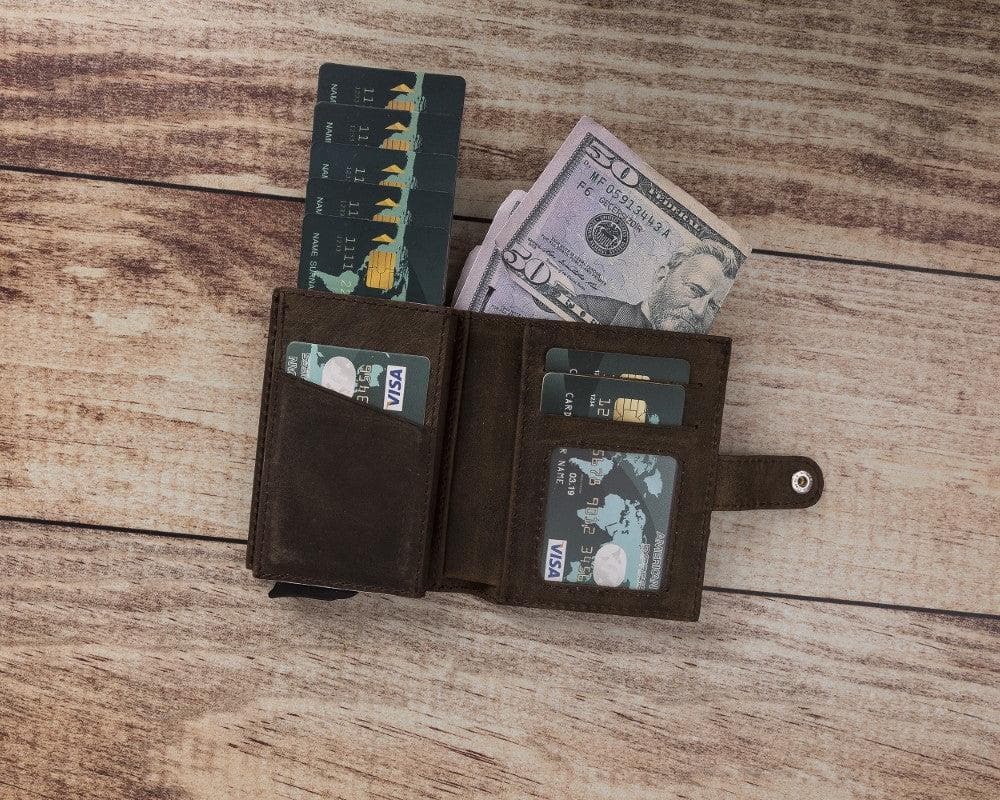 Palermo Zip Mechanical Leather Card Holder - TORONATA - color_ Coffee
