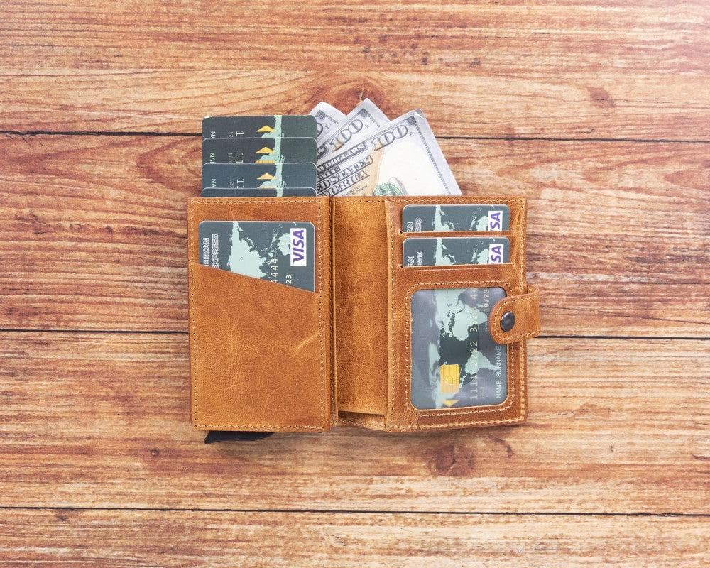 Palermo Zip Mechanical Leather Card Holder - TORONATA - color_ Sandy Tan