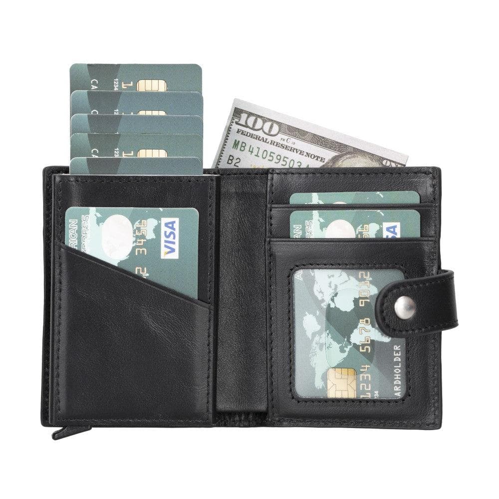 Palertag Zip Mechanical Leather Card Holder with AirTag Slot - TORONATA - color_ Black