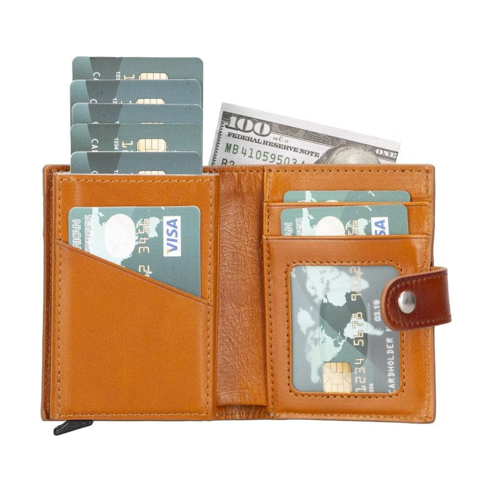 Palertag Zip Mechanical Leather Card Holder with AirTag Slot - TORONATA - color_ Tan