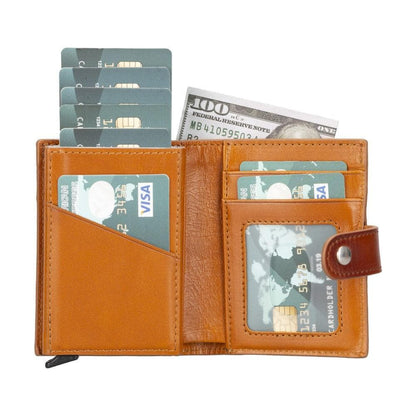 Palertag Zip Mechanical Leather Card Holder with AirTag Slot - TORONATA - color_ Tan