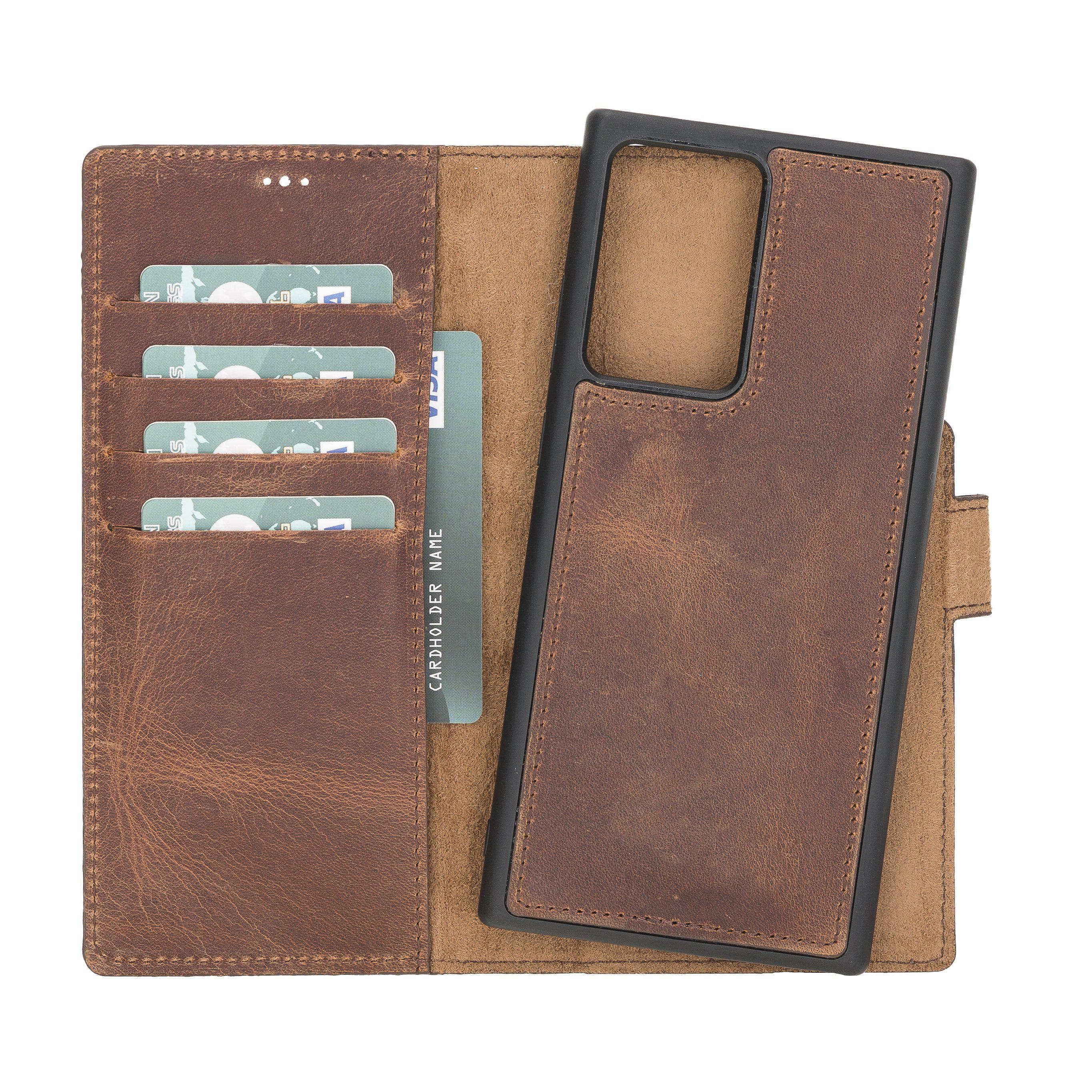 Magic Samsung Galaxy Note 20 Ultra Leather Detachable Wallet Case - TORONATA - color_ Saddle Brown
