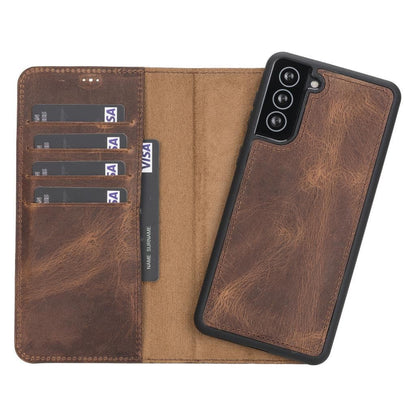 Magic Samsung Galaxy S21 Plus Leather Detachable Wallet Case - TORONATA - color_ Saddle Brown
