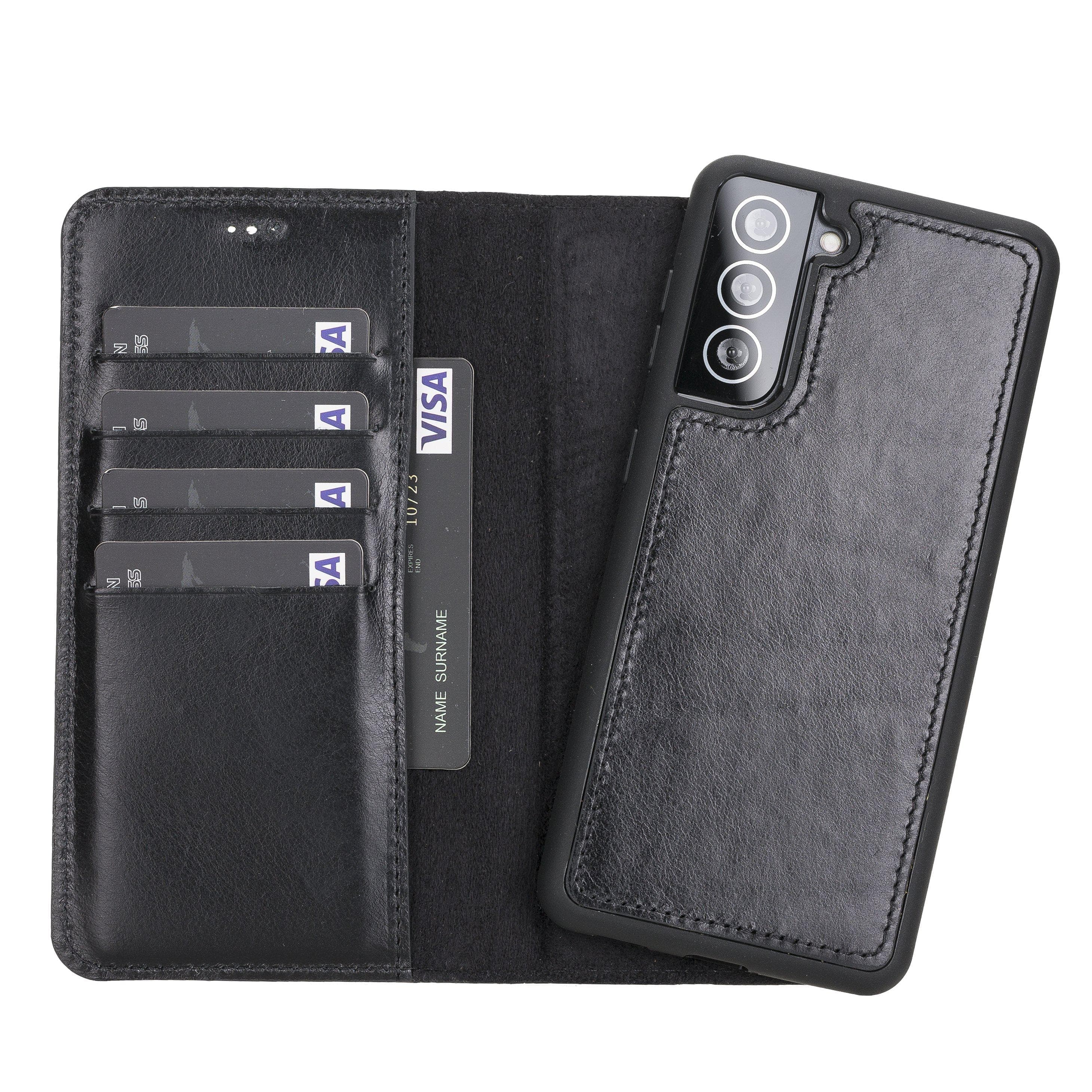 Magic Samsung Galaxy S21 FE (Fan Edition) Leather Detachable Wallet Case - TORONATA - color_ Black