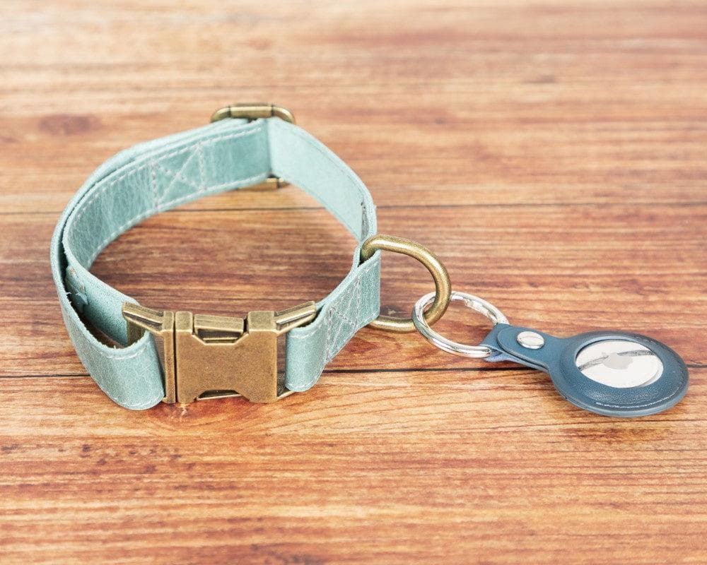 Scobby Leather Dog Collar - TORONATA - color_ Darkcyan